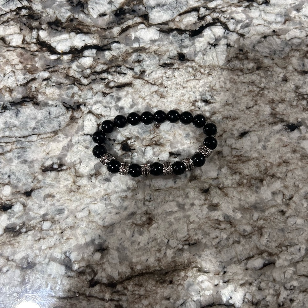 Chrome Hearts Black and Silver Beaded Bracelet